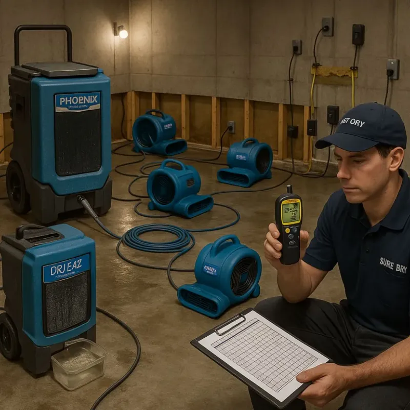 Structural Drying and Dehumidification process in Jamestown, NC